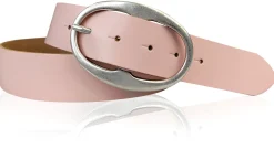 BARREL 2: Damen Ledergürtel 4 cm mit großer ovaler Gürtelschnalle in altsilber
