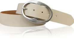 BARREL 2: Damen Ledergürtel 4 cm mit großer ovaler Gürtelschnalle in altsilber
