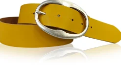 BARREL 2: Damen Ledergürtel 4 cm mit großer ovaler Gürtelschnalle in altsilber