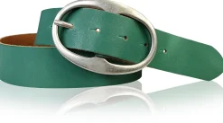 BARREL 2: Damen Ledergürtel 4 cm mit großer ovaler Gürtelschnalle in altsilber