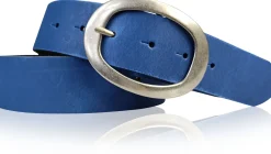 Basic Ledergürtel mit silberfarbiger ovaler Gürtelschnalle 4 cm