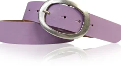 Basic Ledergürtel mit silberfarbiger ovaler Gürtelschnalle 4 cm