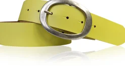 Basic Ledergürtel mit silberfarbiger ovaler Gürtelschnalle 4 cm
