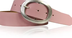 Basic Ledergürtel mit silberfarbiger ovaler Gürtelschnalle 4 cm