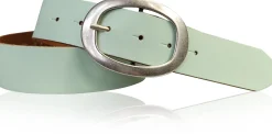 Basic Ledergürtel mit silberfarbiger ovaler Gürtelschnalle 4 cm