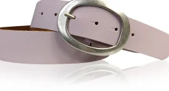 Basic Ledergürtel mit silberfarbiger ovaler Gürtelschnalle 4 cm