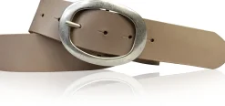 Basic Ledergürtel mit silberfarbiger ovaler Gürtelschnalle 4 cm