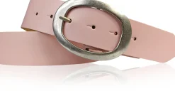 Basic Ledergürtel mit silberfarbiger ovaler Gürtelschnalle 4 cm