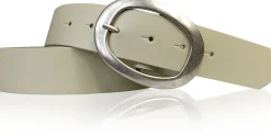 Basic Ledergürtel mit silberfarbiger ovaler Gürtelschnalle 4 cm
