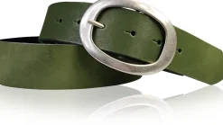 Basic Ledergürtel mit silberfarbiger ovaler Gürtelschnalle 4 cm
