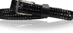 BERGAMO: bequemer Flechtgürtel 3 cm aus Leder, silberne Gürtelschnalle, selber kürzbar, Anzuggürtel