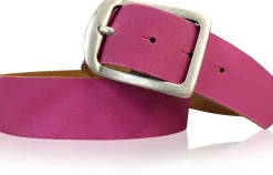 BERLIN Damen Ledergürtel 4 cm Echtledergürtel silberne Dornschnalle Retrostyle