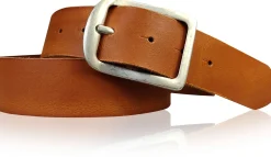 BERLIN Damen Ledergürtel 4 cm Echtledergürtel silberne Dornschnalle Retrostyle