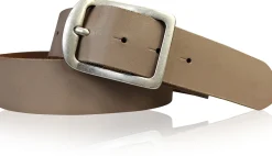 BERLIN Damen Ledergürtel 4 cm Echtledergürtel silberne Dornschnalle Retrostyle