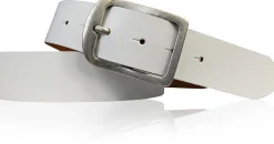 BERLIN Damen Ledergürtel 4 cm Echtledergürtel silberne Dornschnalle Retrostyle