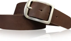 BERLIN Damen Ledergürtel 4 cm Echtledergürtel silberne Dornschnalle Retrostyle
