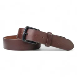Best Patina® 4 cm-Gürtel, Sattlerleder, Messingschnalle mattschwarz, nicht reflektierend
