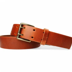 Best Patina® Doppeldorngürtel 4 cm, Sattlerleder, massive Messingschnalle