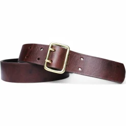 Best Patina® Doppeldorngürtel 4,5 cm, Sattlerleder, Messingschnalle, heavy duty
