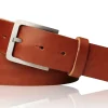 Best Patina® höchstwertiger Herrengürtel, massive Titanschnalle, pflanzlich gegerbtes Sattelleder, 3,8cm antiallergisch