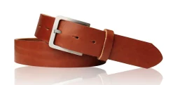 Best Patina® höchstwertiger Herrengürtel, massive Titanschnalle, pflanzlich gegerbtes Sattelleder, 3,8cm antiallergisch