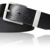Best Patina® höchstwertiger Herrengürtel 3,4 cm, massive Titanschnalle inkl. Schlaufe, Sattlerleder, antiallergisch