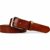 Best Patina® hochwertiger Herrengürtel 35mm, elegante Edelstahlschnalle, pflanzlich gegerbtes Sattlerleder, 3,5 cm