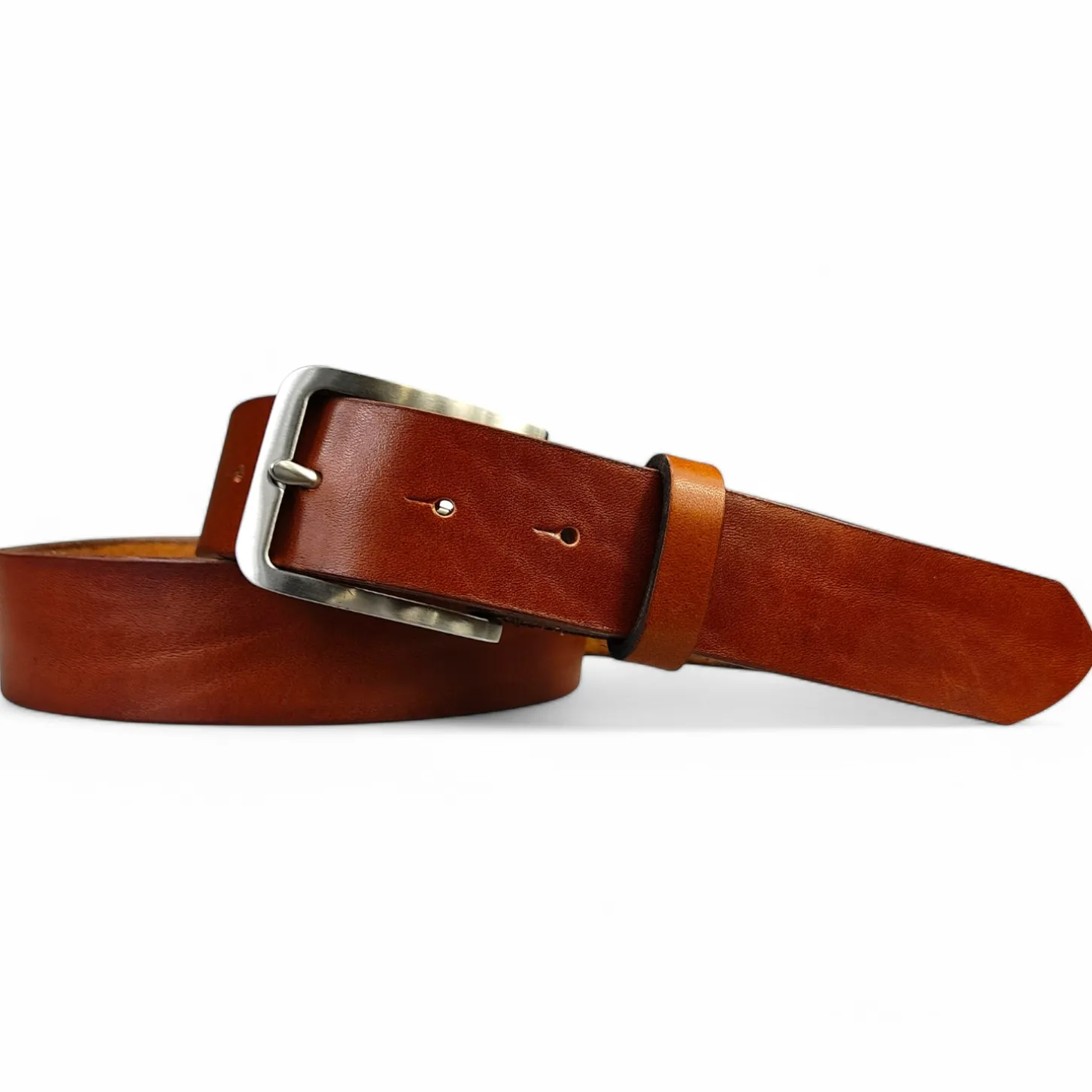 Best Patina® hochwertiger Herrengürtel 35mm, elegante Edelstahlschnalle, pflanzlich gegerbtes Sattlerleder, 3,5 cm
