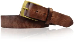 Best Patina® hochwertiger 4 cm Vintage Ledergürtel, massive Messingschnalle (raw)