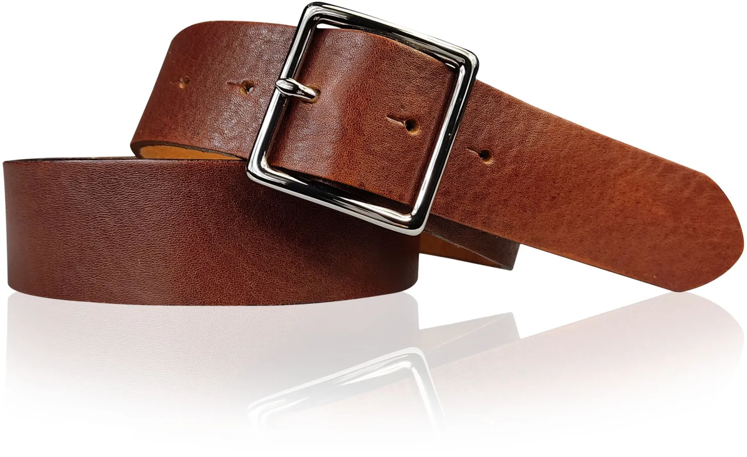 Best Patina® hochwertiger 4 cm Ledergürtel, Sattlerleder, quadratische Messingschnalle verchromt