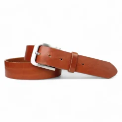 Best Patina® hochwertiger 4 cm Herrengürtel, massive Edelstahlschnalle silbern, Sattlerleder