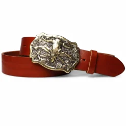 Best Patina® hochwertiger Herrengürtel 4cm, Sattlerleder, Messingschnalle Handguss