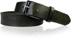 Best Patina® hochwertiger 4 cm Ledergürtel, massive Messingschnalle silbern, Sattlerleder