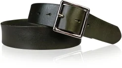 Best Patina® hochwertiger 4 cm Ledergürtel, Sattlerleder, quadratische Messingschnalle verchromt