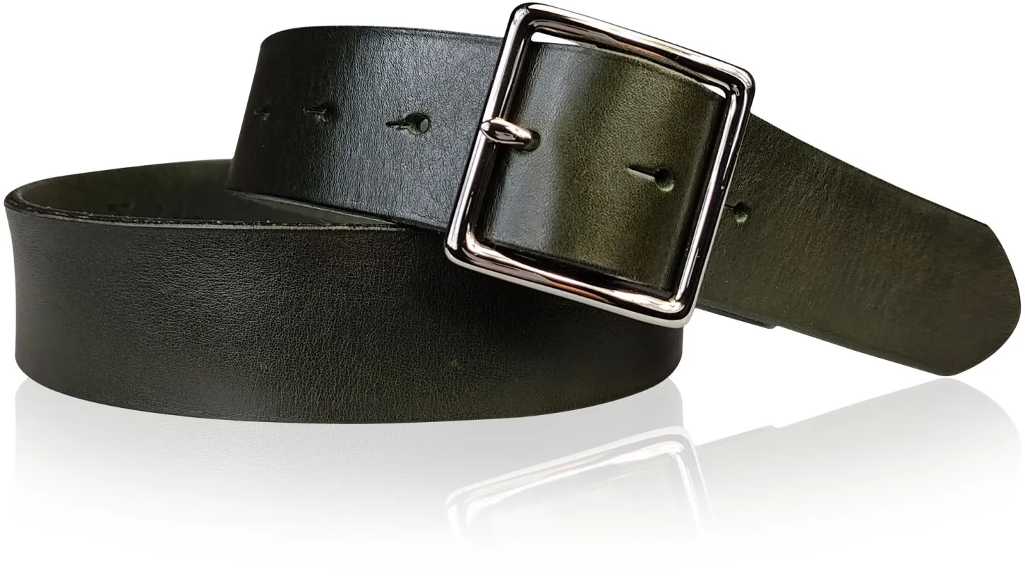 Best Patina® hochwertiger 4 cm Ledergürtel, Sattlerleder, quadratische Messingschnalle verchromt
