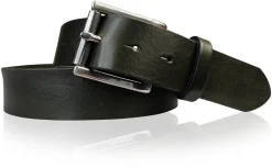 Best Patina® hochwertiger 4 cm Ledergürtel, Sattlerleder, massive silberne Edelstahl Rollschnalle
