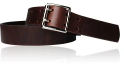 Best Patina® hochwertiger 4 cm Ledergürtel, Doppeldorn Gürtelschnalle massiv Messing verchromt