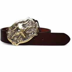 Best Patina® hochwertiger Herrengürtel 4cm, Sattlerleder, Messingschnalle Handguss