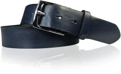 Best Patina® hochwertiger 4 cm Ledergürtel, massive Messingschnalle silbern, Sattlerleder