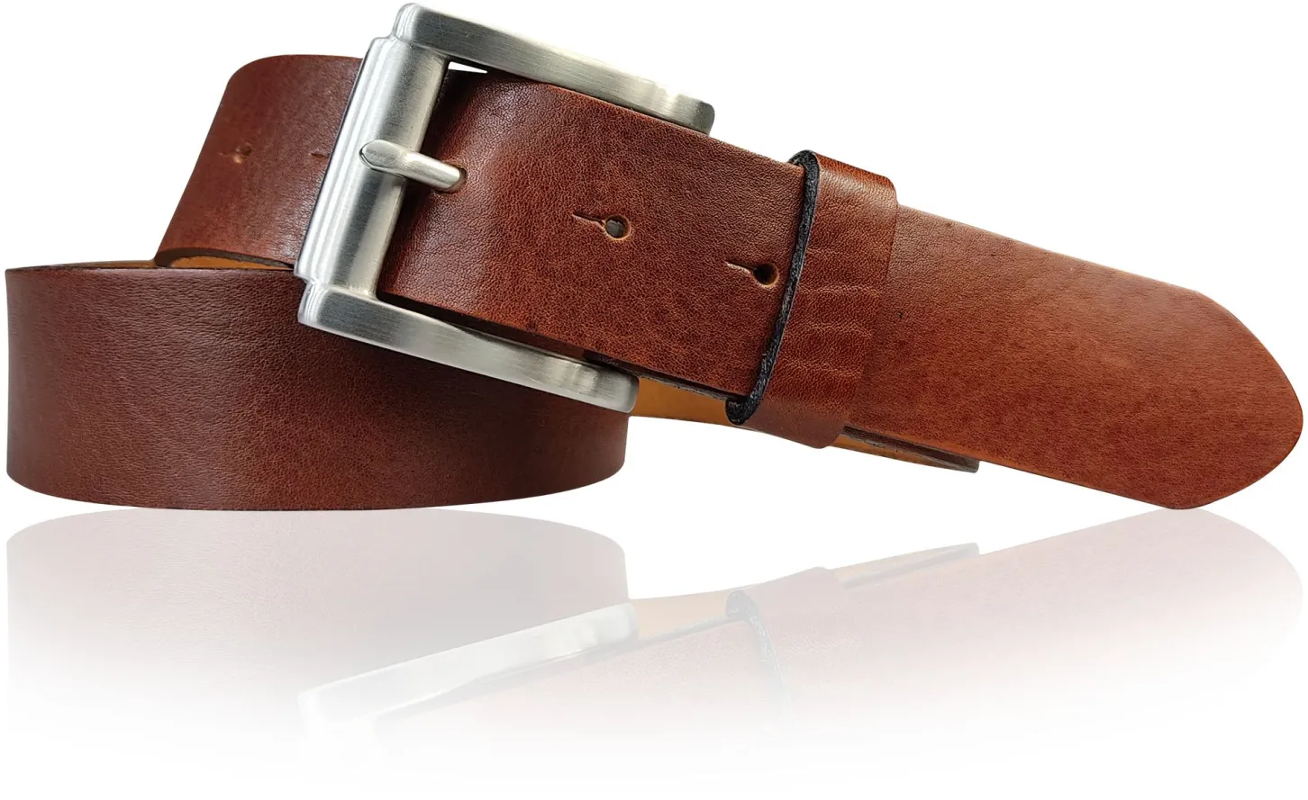 Best Patina® Ledergürtel 4cm , massive Edelstahlschnalle, gebürstet