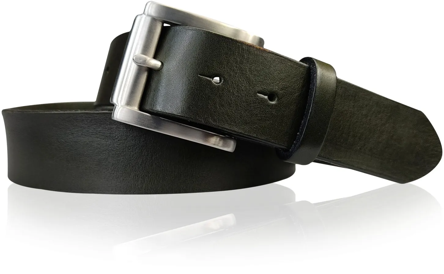 Best Patina® Ledergürtel 4cm , massive Edelstahlschnalle, gebürstet