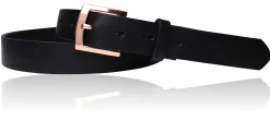 Best& Timeless hochwertiger Damen Ledergürtel 3 cm, roségoldene Gürtelschnalle, vegetabiles Leder