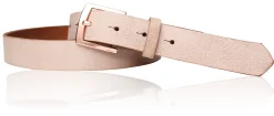 Best& Timeless hochwertiger Damen Ledergürtel 3 cm, roségoldene Gürtelschnalle, vegetabiles Leder