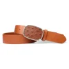 Best&Timeless Damen Ledergürtel 4 cm, Gürtelschnalle mit Leder eingelegt