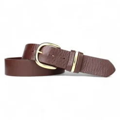 Best&Timeless Damen Ledergürtel 4 cm, Gürtelschnalle massiv Messing, 3 Schlaufen, Leder