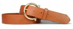 Best&Timeless hochwertiger Damen Ledergürtel 4 cm, goldene Gürtelschnalle Hufeisenform, vegetabiles Leder