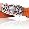 Best&Timeless hochwertiger Damen Ledergürtel 3 cm, silberne florale Gürtelschnalle, vegetabiles Leder
