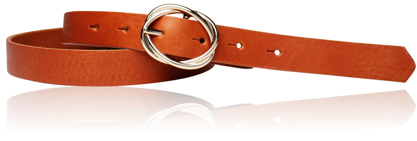 Best&Timeless hochwertiger Damen Ledergürtel 2,5 cm, goldene Gürtelschnalle, vegetabiles Leder