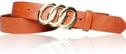 Best&Timeless hochwertiger Damen Ledergürtel 3,5 cm, echt vergoldete Gürtelschnalle, vegetabiles Leder