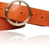 Best&Timeless hochwertiger Damen Ledergürtel 4 cm, echt vergoldete Gürtelschnalle, vegetabiles Leder